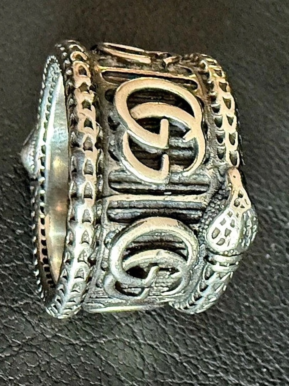 Gucci Garden Snake and Double G Sterling Silver Ring